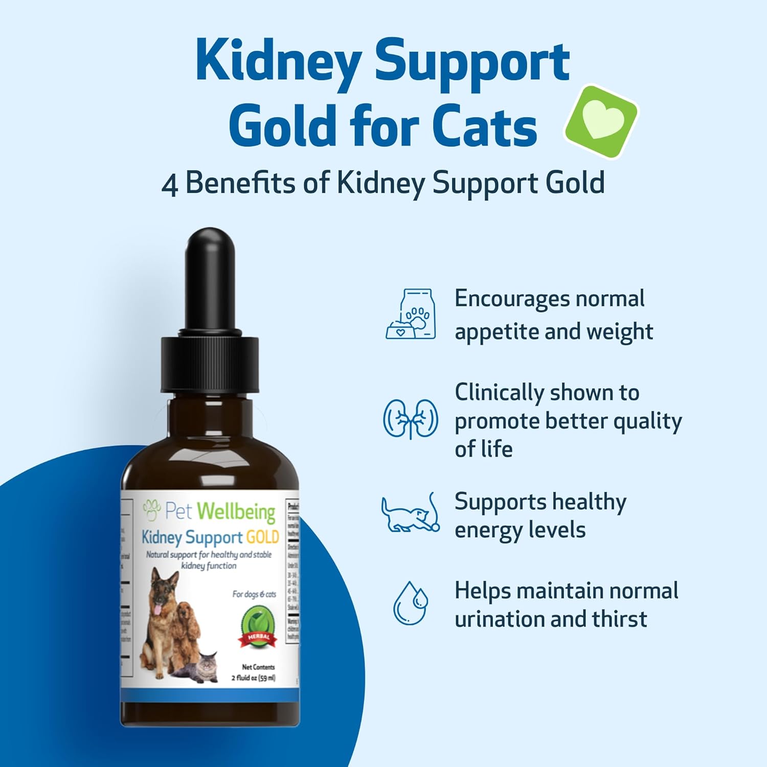 Pet Wellbeing Kidney Support Gold for Cats - Vet-Formulated - Supports Healthy Kidney Function in Cats - Natural Herbal Supplement 2 oz (59 ml)-2