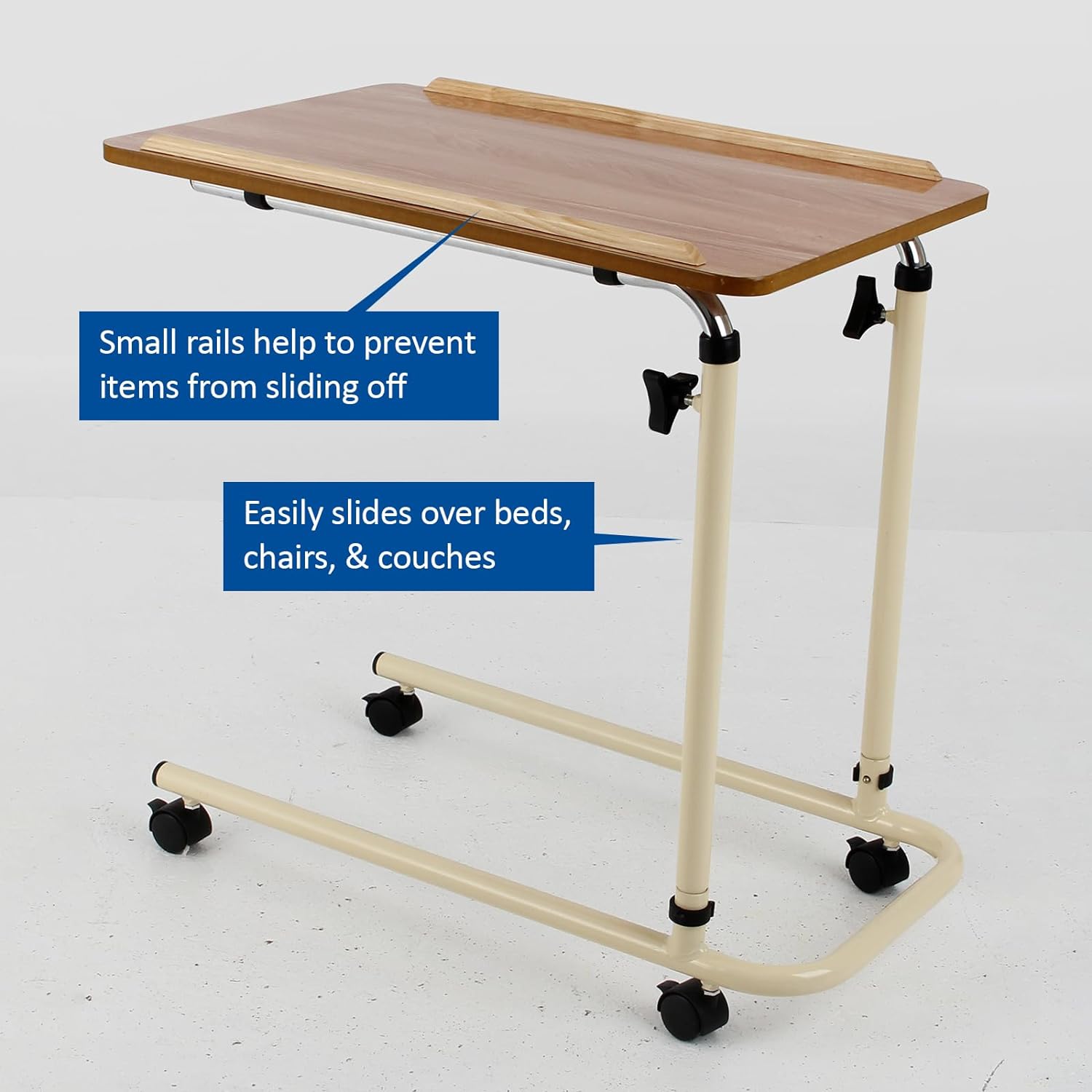 DAYS Overbed Table with Wheels, Laptop Desk with Wheels, Fully Adjustable Height and Angle, Laminated Top, Flat Packed Version, Height Adjustment 61 cm - 91 cm-1