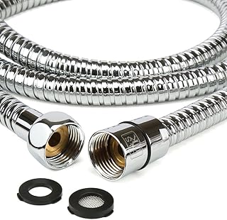 H&S Stainless Steel Long Shower Hose for Bath Taps with 2 Washers, 1.75m (69”) Universal Replacement Shower Hoses, Extra Shower Pipe Chrome Finish, Anti Kink & High Flow Flexible Handheld Extension