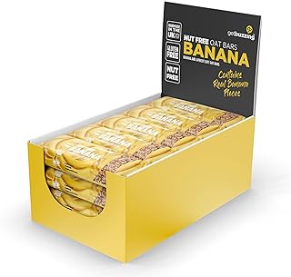 Getbuzzing Nut Free Oat Flapjack - Healthy Snack & Energy Bars - Running, Gym, Cycling Energy - Made in The UK - Banana Pack of 20