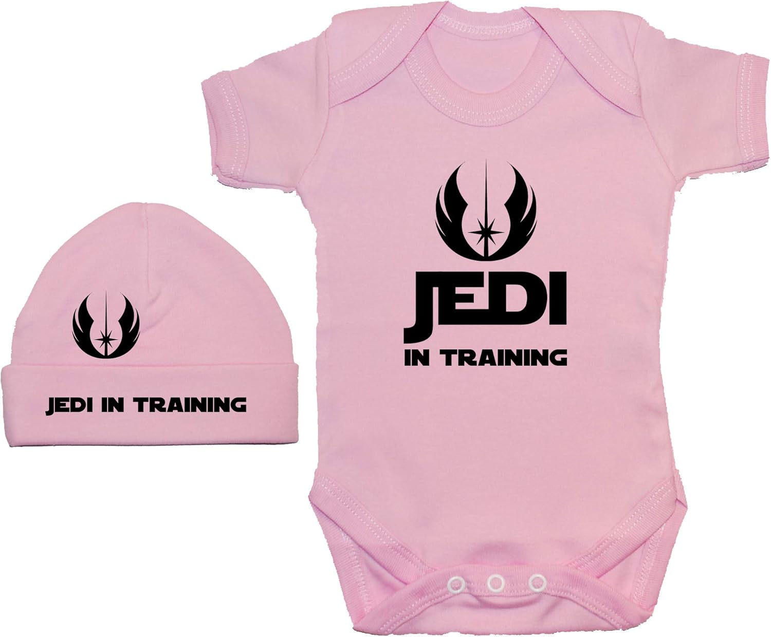 Acce Products Jedi in Training Baby Grow/Bodysuit/Romper/T-Shirt & Beanie Hat/Cap 0 to 12 Months-0