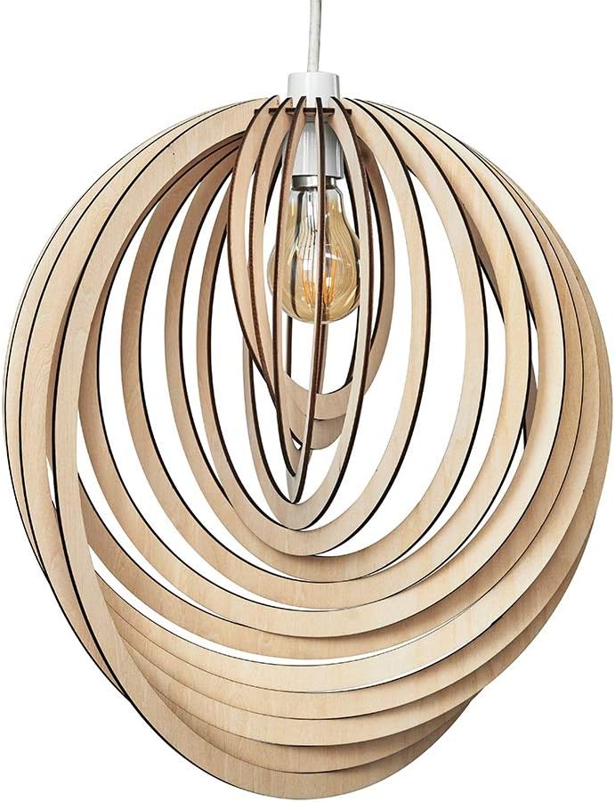 MiniSun Modern Droplet Shaped Wooden Spiral Design Self Assembly Ceiling Pendant Light Shade-0