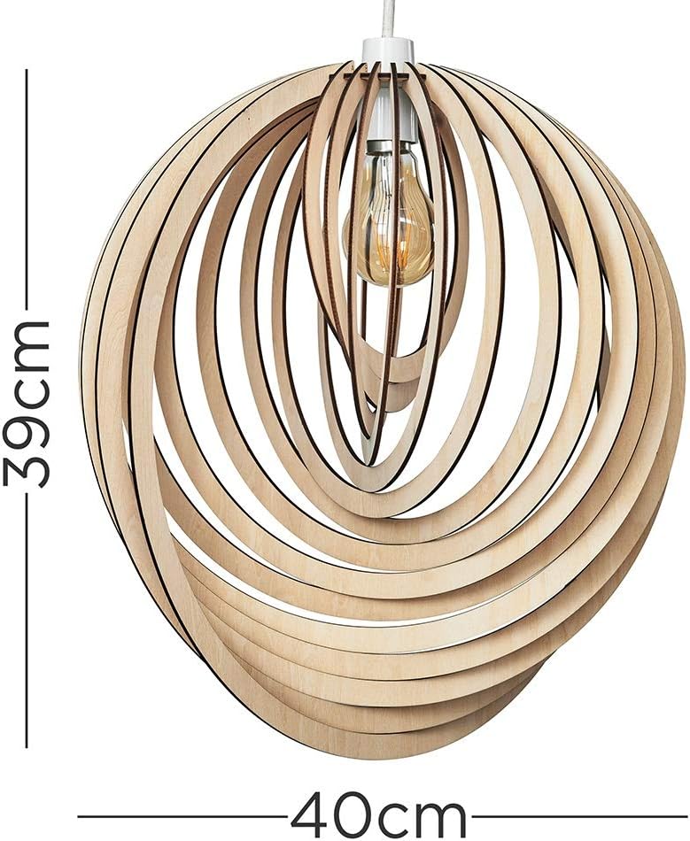 MiniSun Modern Droplet Shaped Wooden Spiral Design Self Assembly Ceiling Pendant Light Shade-1