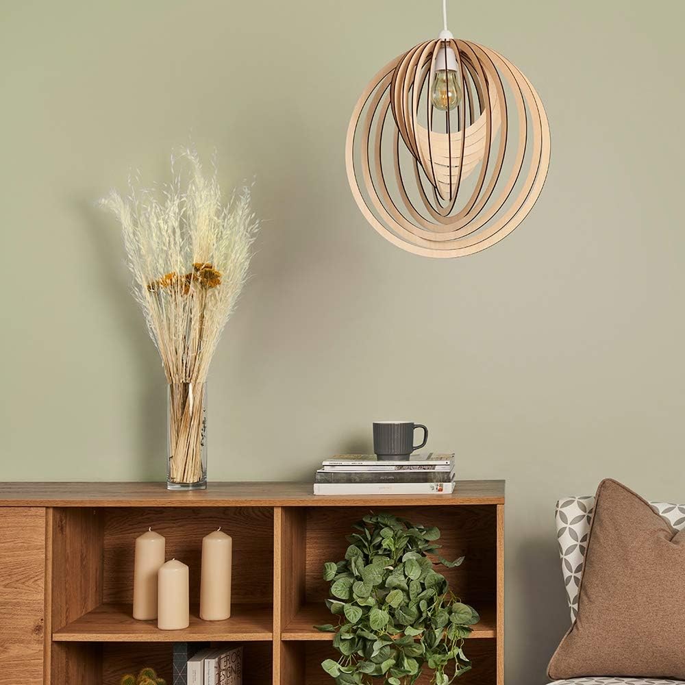 MiniSun Modern Droplet Shaped Wooden Spiral Design Self Assembly Ceiling Pendant Light Shade-2