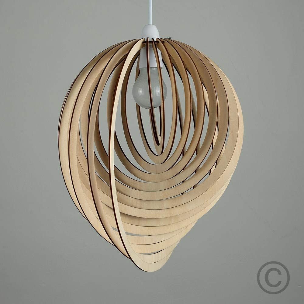 MiniSun Modern Droplet Shaped Wooden Spiral Design Self Assembly Ceiling Pendant Light Shade-5