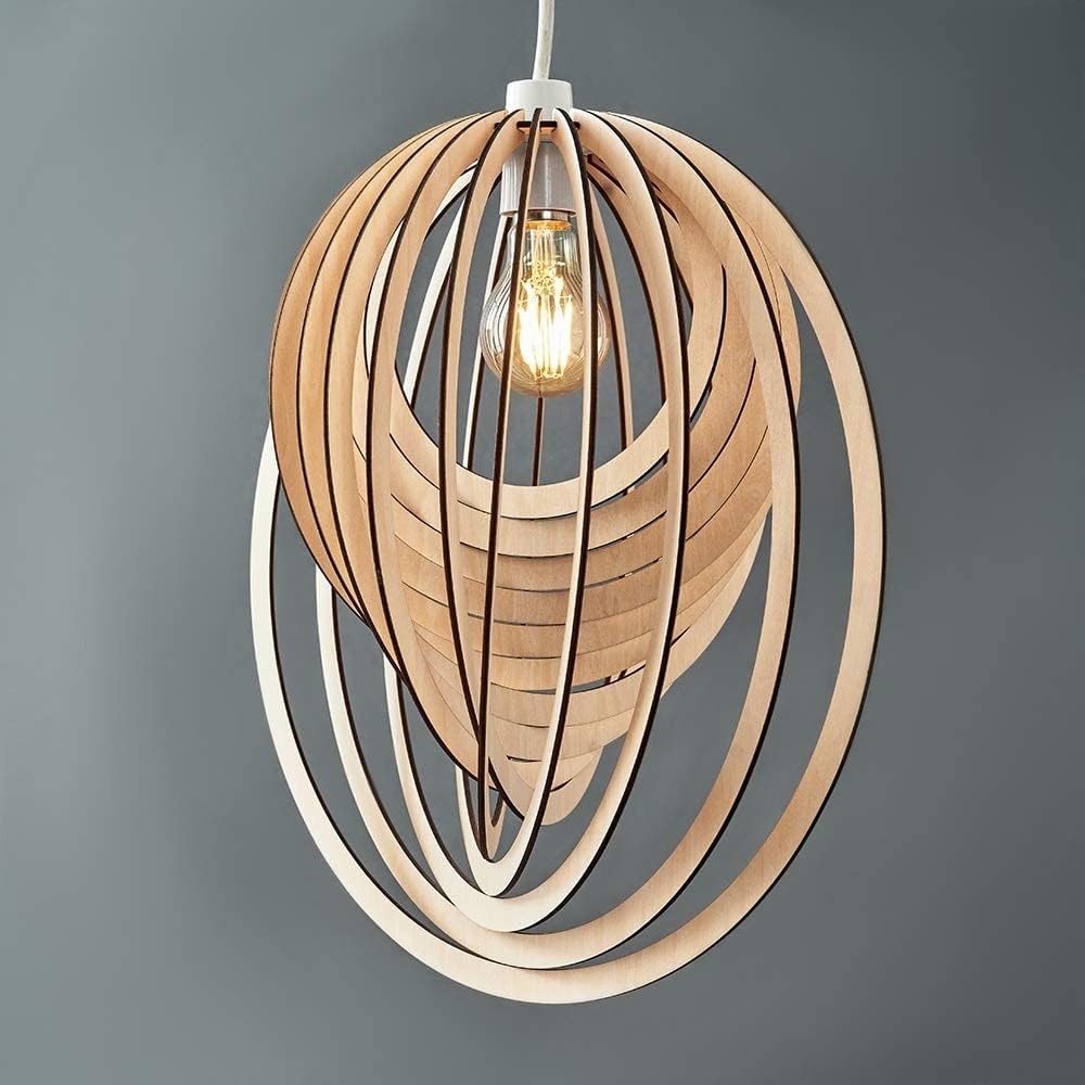 MiniSun Modern Droplet Shaped Wooden Spiral Design Self Assembly Ceiling Pendant Light Shade-6