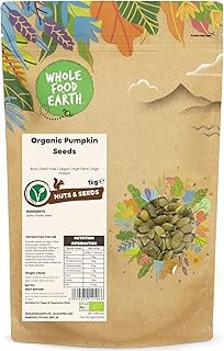 Wholefood Earth Organic Pumpkin Seeds 1kg Raw | GMO Free | Vegan | High Fibre | High Protein | Certified Organic