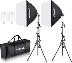 NEEWER 700W Equivalent Softbox Lighting Kit, 2Pack 5700K LED Lighting Bulbs, 24x24 inches Softboxes with E27 Socket, Photography Continuous Lighting Kit Photo Studio Equipment