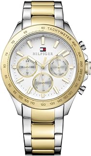 Tommy Hilfiger Men's 45.5mm Multifunction Quartz Watch - White Dial, Two-Tone Stainless Steel Bracelet with Gold IP, 3 Sub-Dials, 5ATM Water Resistant - 1791226