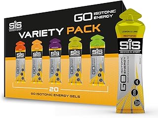 Science In Sport GO Isotonic Energy Gels, Running Gels with 22g Carbohydrates, Low Sugar, Variety Pack of Assorted Flavours, 60ml Per Serving (20 Pack)