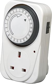 Defender 24 Hour Segment Timer Switch - Energy Saver Plug Standard Size - Plug-in Timer Socket Set - 240v 3 Pin Plug With Programmable Time Controller