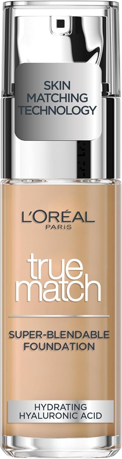 L'Oreal Paris True Match Liquid Foundation, Skincare Infused with Hyaluronic Acid, SPF 17, Available in 40 Shades, 3C Rose Beige, 30ml-0