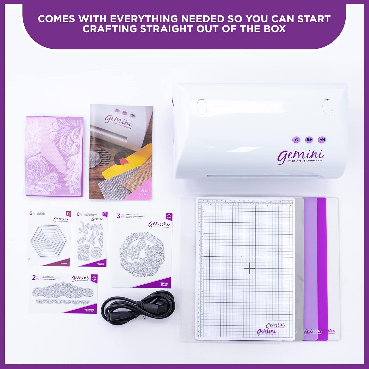 Gemini Multi Media Die Cutting & Embossing Machine with Pause Resume & Reverse, White, Global Version, 22.5 x 43 x 25.6 cm-1