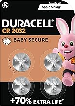 Duracell CR2032 Lithium Coin Batteries 3V (4 Pack) - Up to 70% Extra Life* - Baby Secure Technology – Recommended for use in Apple AirTag - Use in Key Fobs, Home Devices, Fitness, Medical Accessories