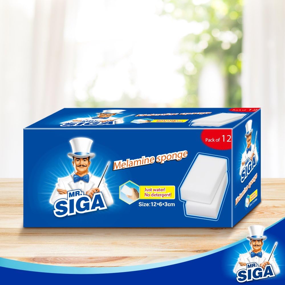 MR.SIGA Multi-Functional Eraser Sponge, Magic Cleaning Pads for Kitchen Household Cleaning, 12 Count, Size 4.7" x 2.4" x 1.2"-6