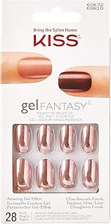 KISS Gel Fantasy Collection Glue-On Manicure Kit, Whatever, Short Length Square Fake Nails Includes 28 False Nails, Nail Glue, Nail File, and Manicure Stick