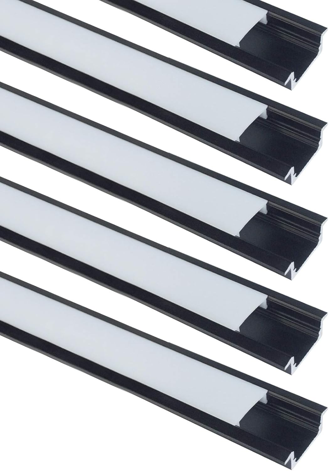 LightingWill LED Aluminum Profile 5-Pack 3.3ft 9x23mm Black U-Shape Internal Width 12mm Channel System with Cover, End Caps and Mounting Clips Aluminum Extrusion for LED Strip Light Installations-U01B5-0