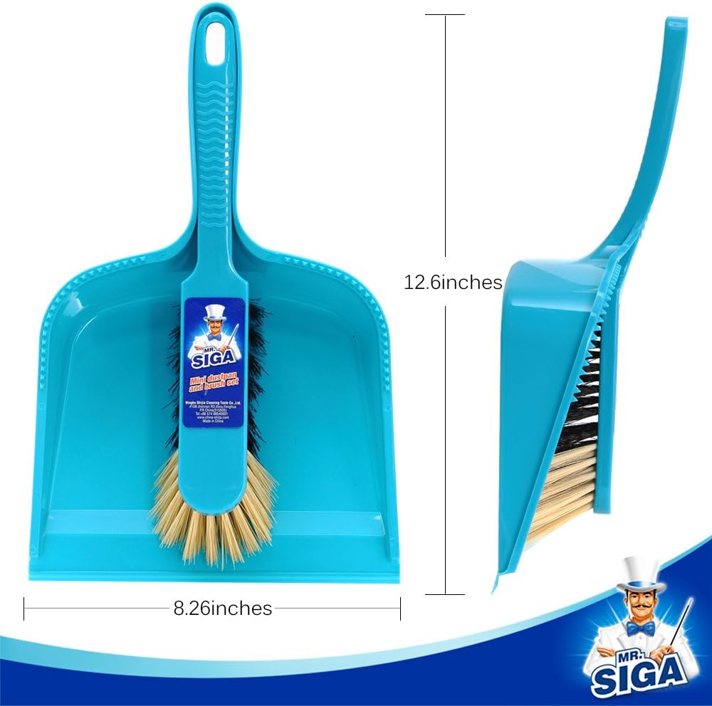 MR.SIGA Dustpan and brush set - Pack of 2, Blue & Grey-1