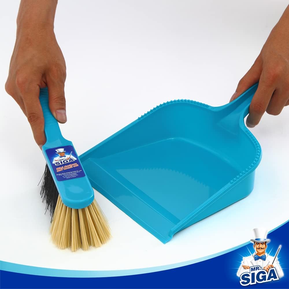 MR.SIGA Dustpan and brush set - Pack of 2, Blue & Grey-2