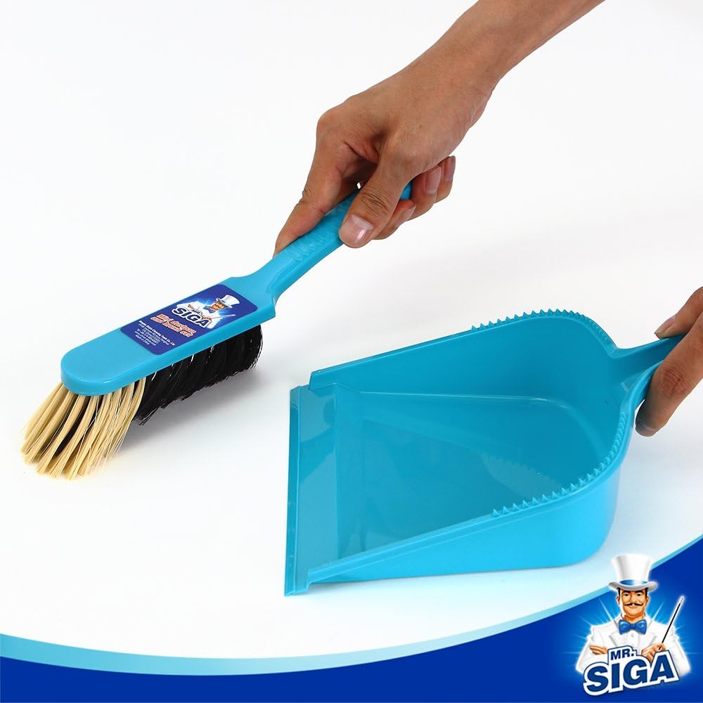 MR.SIGA Dustpan and brush set - Pack of 2, Blue & Grey-3