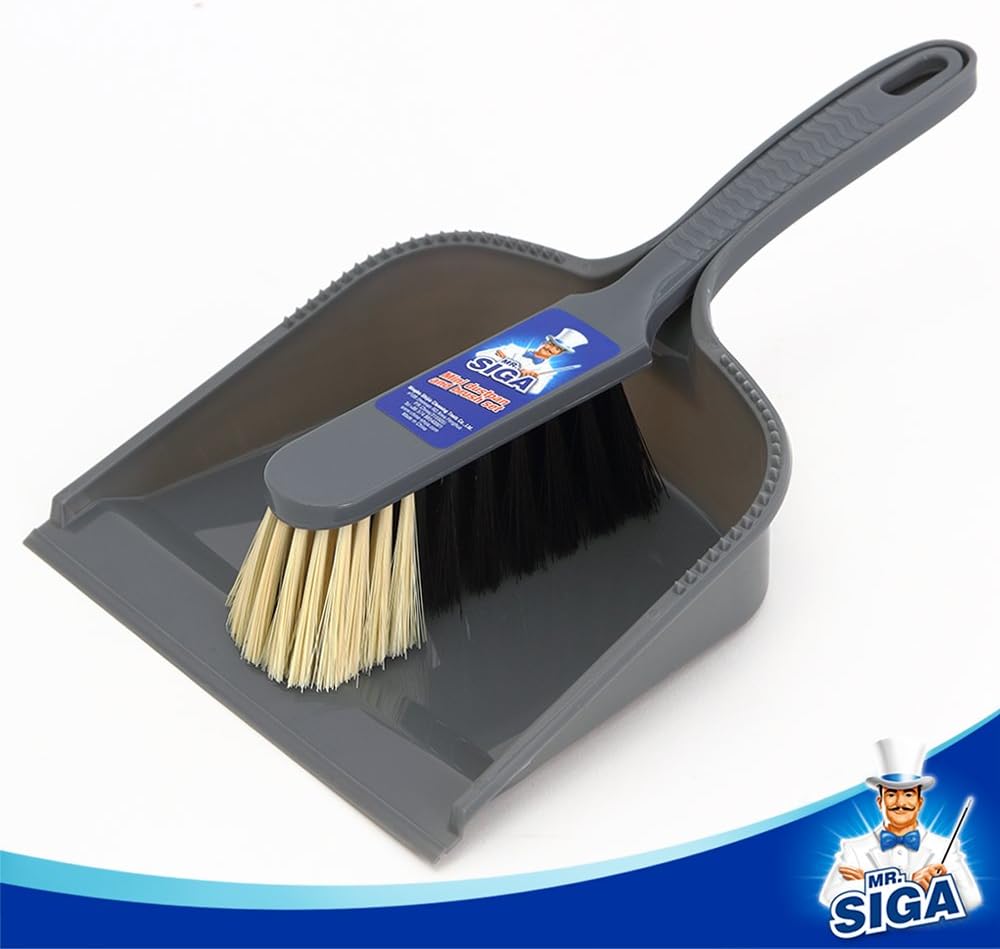 MR.SIGA Dustpan and brush set - Pack of 2, Blue & Grey-6