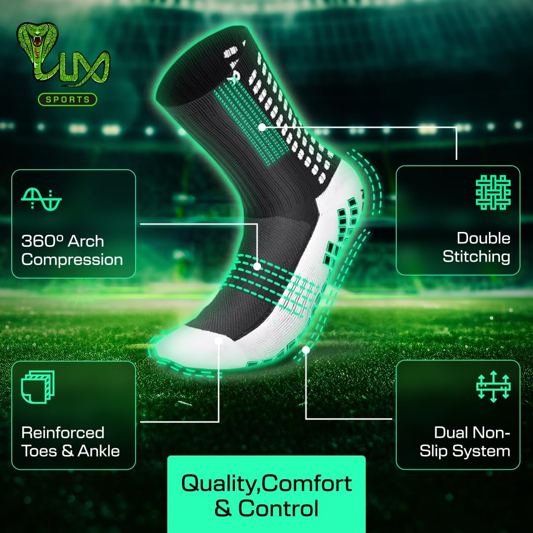 Lux Dual Grip Socks - Football Grip Socks for Men and Women. GripArray™ Engineered Performance & Comfort - Anti Slip Socks for Football-3