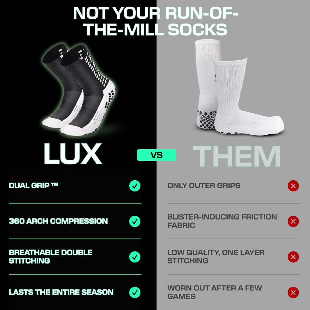 Lux Dual Grip Socks - Football Grip Socks for Men and Women. GripArray™ Engineered Performance & Comfort - Anti Slip Socks for Football-5