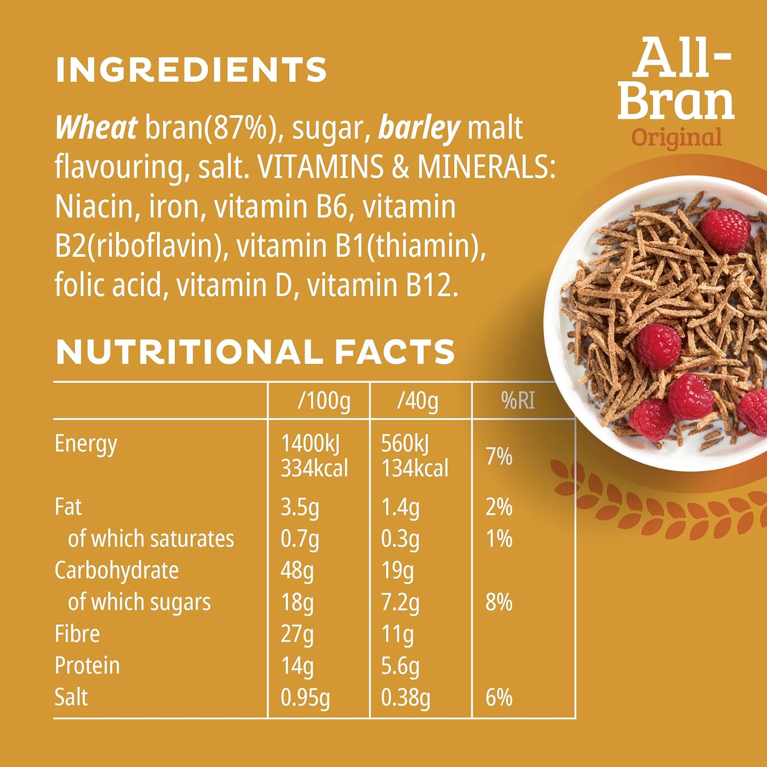 Kellogg's All-Bran Breakfast Cereal Box, 750g-7