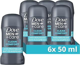 Dove Men+Care Clean Comfort Anti-perspirant Stick deodorant with ¼ moisturiser technology for 48-hour sweat and odour protection 6x 50 ml