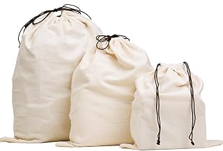 MISSLO Set of 3 Cotton Breathable Dust Bags for Handbags Large Drawstring Storage Pouch Multi-Functional Bag (Beige)