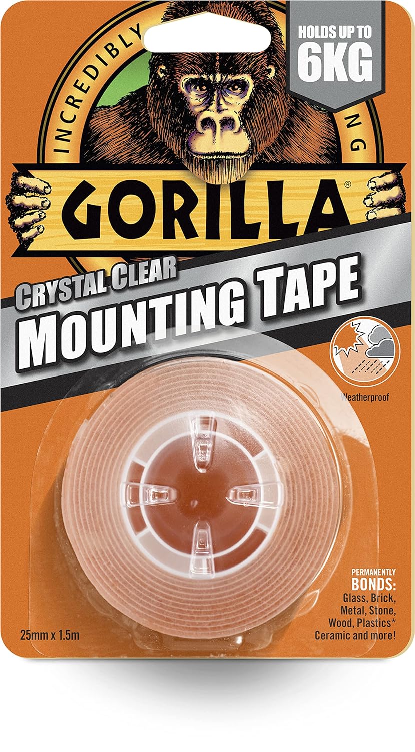 Gorilla Double Sided Mounting Tape Clear 1.5m, Pack of 1-0