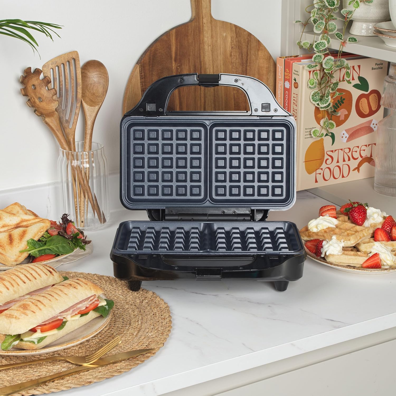 Salter EK2143 3-In-1 Snack Maker - Sandwich Toaster, Waffle Maker, Panini Press Grill, Includes Removable Extra Large Deep Fill Hot Plates, Non-Stick, 900W, Auto Temperature Control, Stay Cool Handle-6