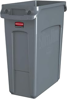 Rubbermaid Commercial Products Vented Slim Jim Waste Receptacle Bin 60 Litre Grey 1971258