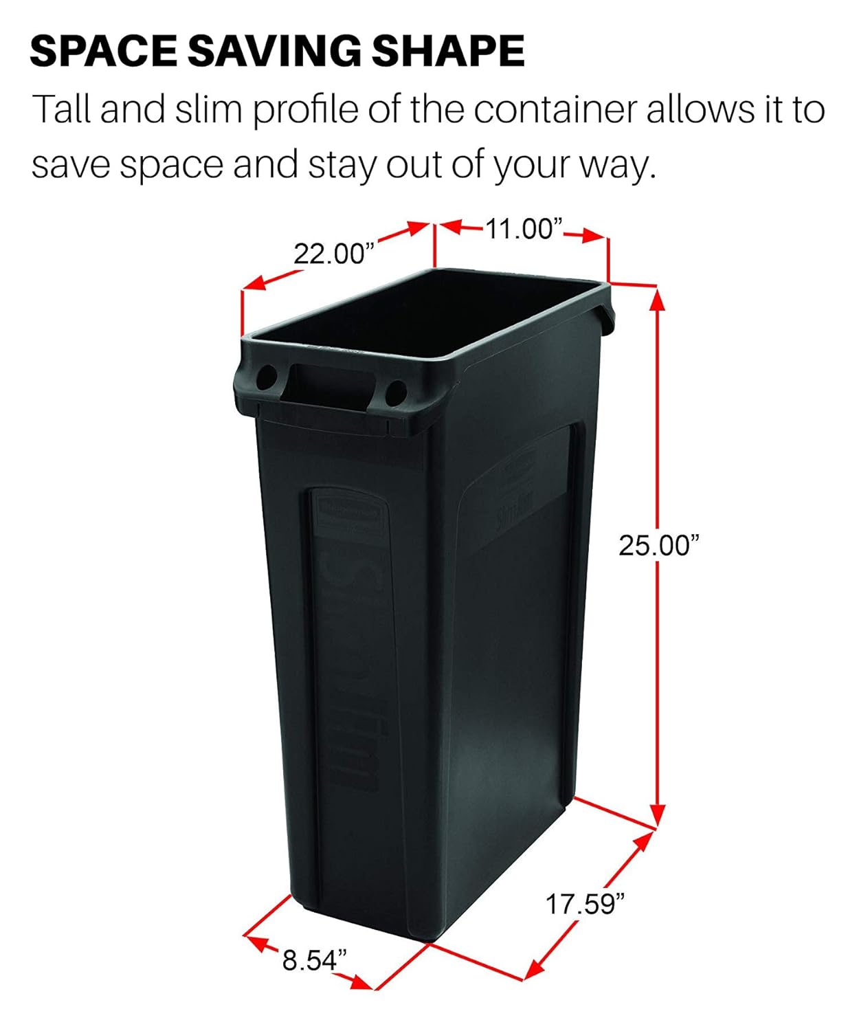 Rubbermaid Commercial Products Vented Slim Jim Waste Receptacle Bin 60 Litre Grey 1971258-5