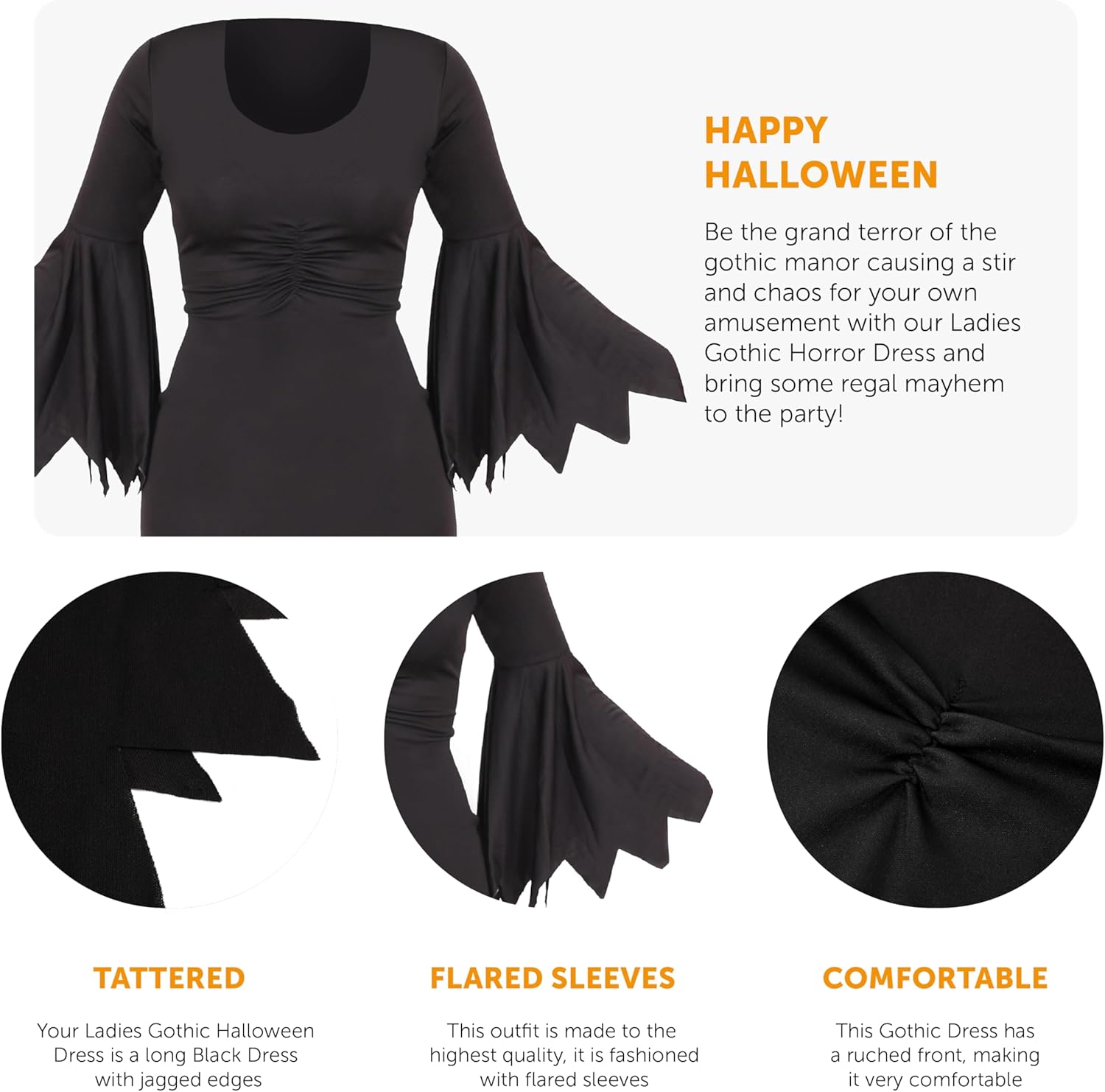 Ladies Black Halloween Dress - Perfect For Halloween Or Fancy Dress Events - UK 20/22 / XX-Large-1