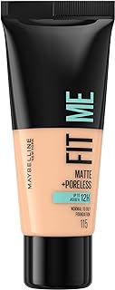 Maybelline Fit Me Foundation, Medium Coverage, Blendable With a Matte and Poreless Finish, For Normal to Oily Skin, Shade: 115 Ivory, 30ml