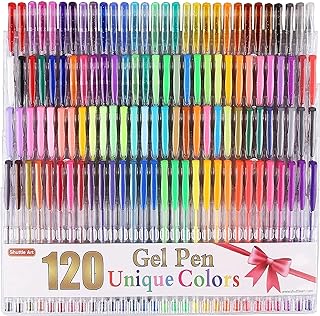 Shuttle Art Gel Pens, 120 Colours Gel Colouring Pens for Adults Pack, Gel Pen Set with Glitter Metallic Neon Pastel Swirl Colours, Gel Pens for Kids and Adult Colouring Books Doodling Drawing