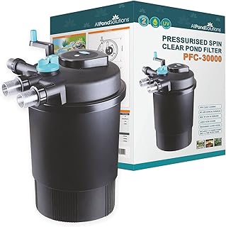 allpondsolutions Pressurised Koi Fish Pond Filter with UV Steriliser - 2-in-1 Biological, Mechanical UV Pond Filter System - Easy to Clean & Maintain - For Outdoor Ponds Up to 30000 Litres - PFC-30000