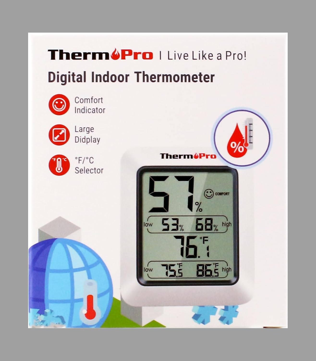 ThermoPro TP50 Digital Thermo-Hygrometer Indoor Room Thermometer with Recording and Climate Indicator for Room, Climate Control Monitor-8