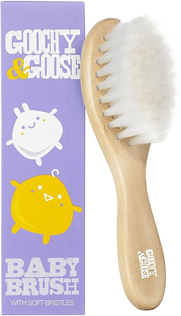 Goochy & Goose Baby Hair Brush with Wooden Handle and Super Soft Bristles