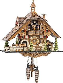 Engstler Quartz Cuckoo Clock Black Forest House with Moving Train, with Music EN 48110 QMT