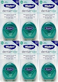 Wisdom Dental Floss Mint Waxed 100m x 6 Packs by Wisdom