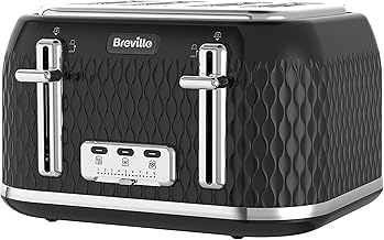 Breville Curve 4-Slice Toaster with High Lift and Wide Slots | Black & Chrome [VTT786]