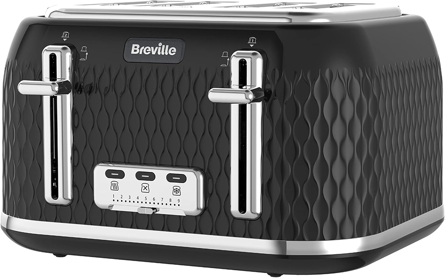 Breville Curve 4-Slice Toaster with High Lift and Wide Slots | Black & Chrome [VTT786]-0