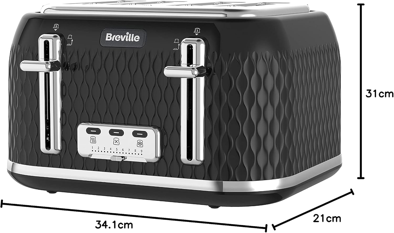 Breville Curve 4-Slice Toaster with High Lift and Wide Slots | Black & Chrome [VTT786]-7