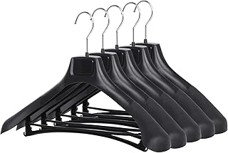 TRIXES 5PK Suit Hangers - Black - Broad Cushioned Shoulders with Trouser Bar and Skirt Hooks - Wardrobe Accessory - Suitable for Holiday Lets - Added Protection For Favourite Jackets and Blazers