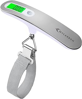 MYCARBON Luggage Scale MYCARBON Portable Digital Scale Electronic Suitcase Scale Hanging Scales Luggage Weighing Scale 110 Pound / 50 Killogram Capacity With Backlit With Tare Function Lightweigh for Travel