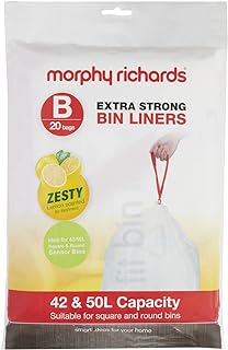 Morphy Richards 979003 42-50L Lemon Scented Heavy Duty Drawstring Bin Liners, 20 Pack, White