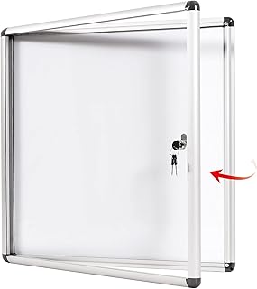 Swansea Enclosed Bulletin Board Lockable White Board Noticeboard with Door Wall Display Case for School Office 67x72cm(6xA4)