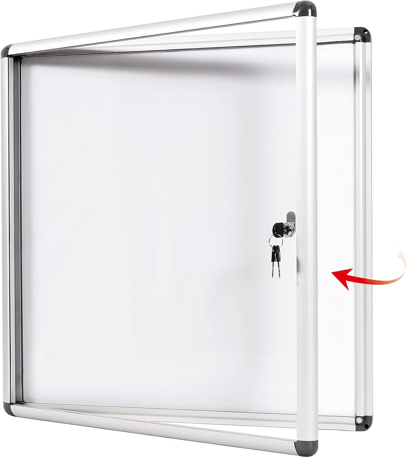 Swansea Enclosed Bulletin Board Lockable White Board Noticeboard with Door Wall Display Case for School Office 67x72cm(6xA4)-0